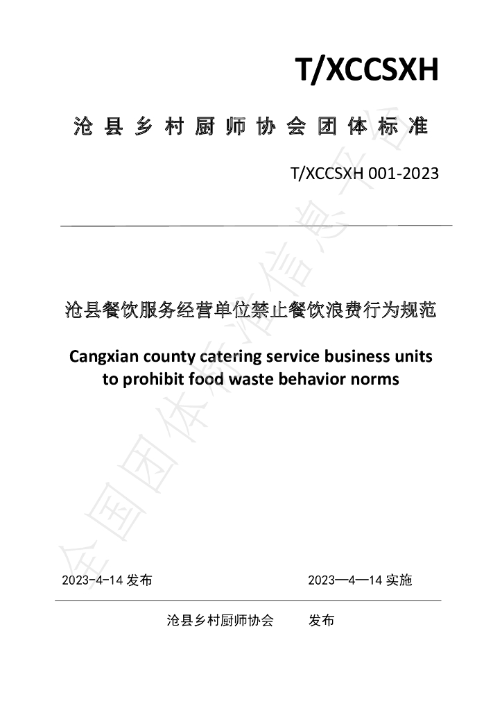 T/XCCSXH 001-2023 标准预览