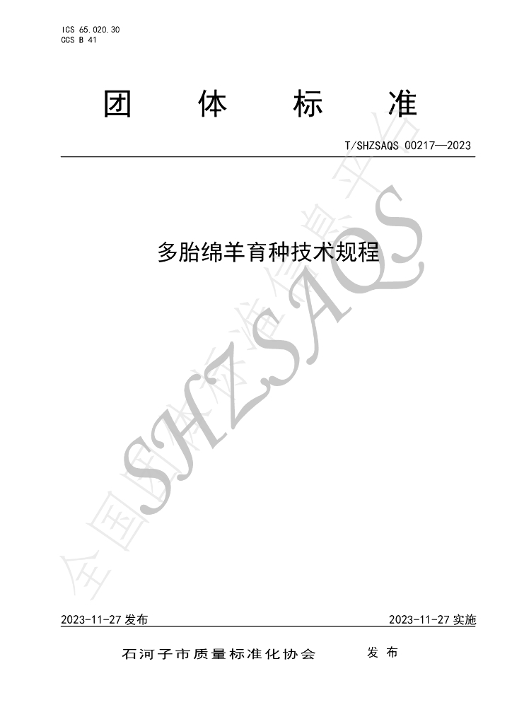 T/SHZSAQS 00217-2023 标准预览