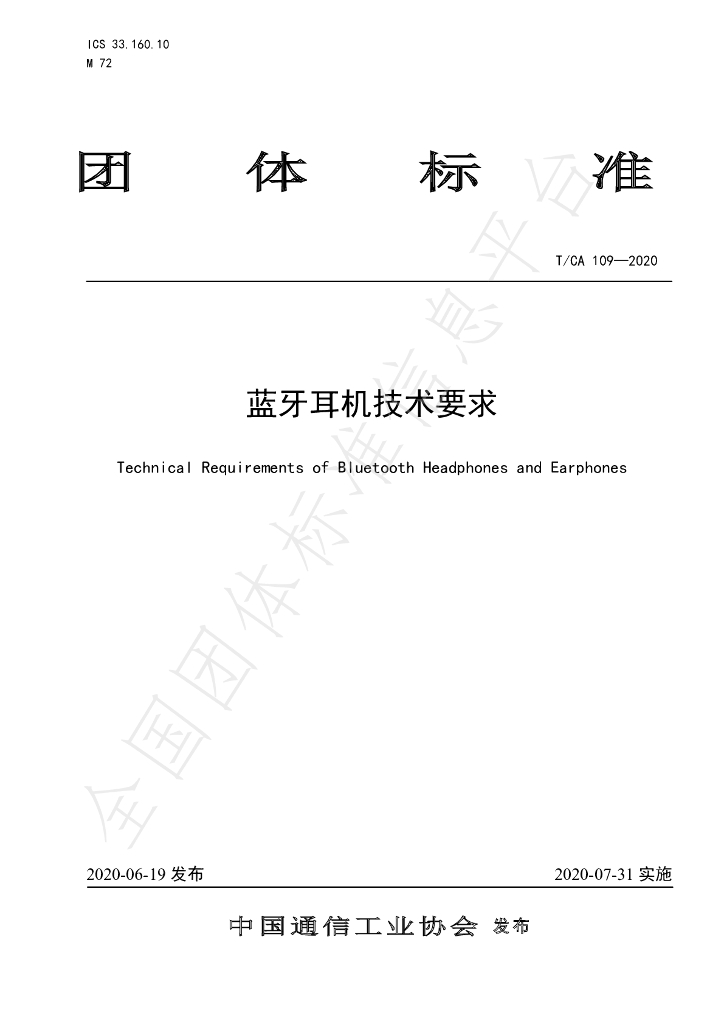 T/CA 109-2020 标准预览