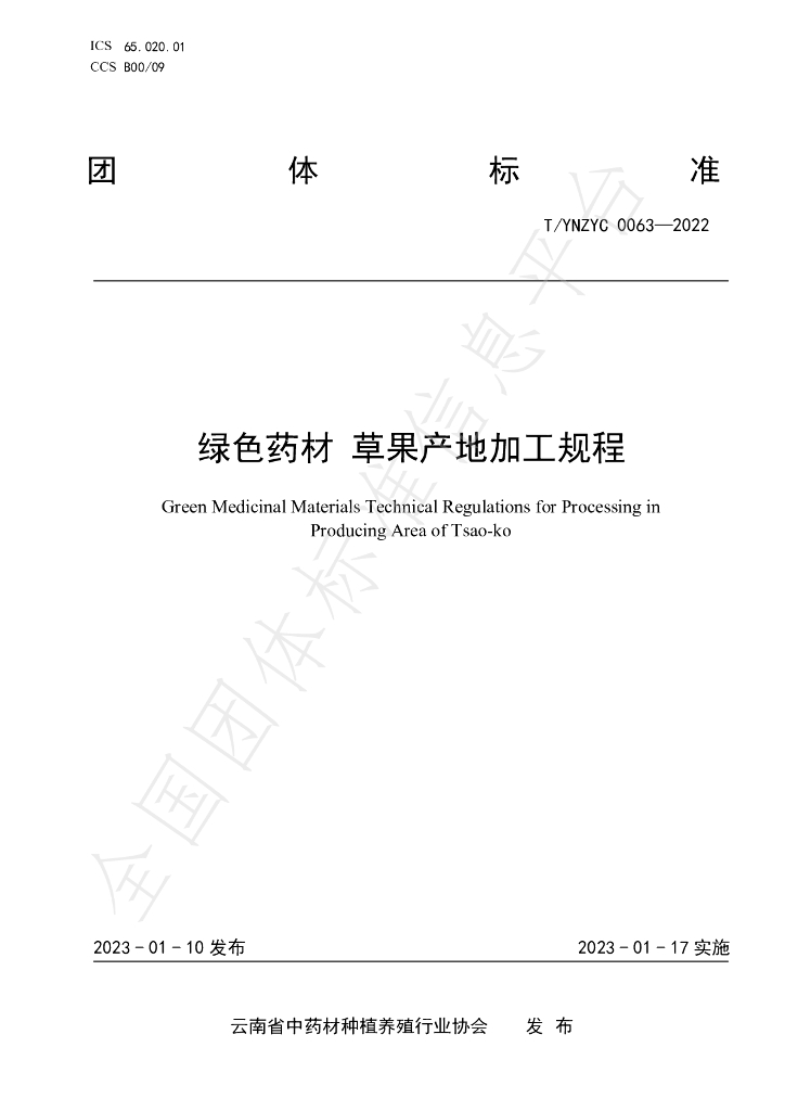 T/YNZYC 0063-2022 标准预览