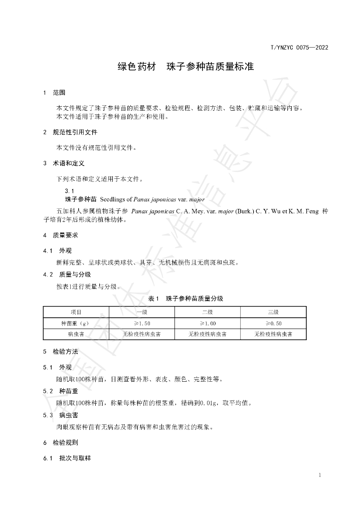 T/YNZYC 0075-2022 标准预览