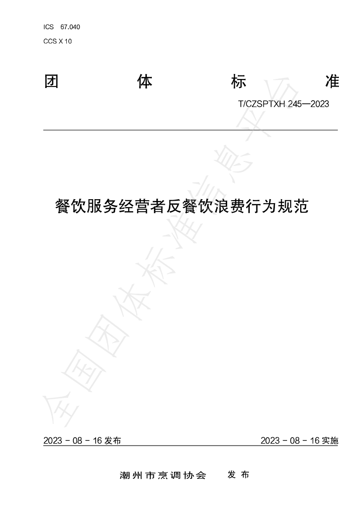 T/CZSPTXH 245-2023 标准预览