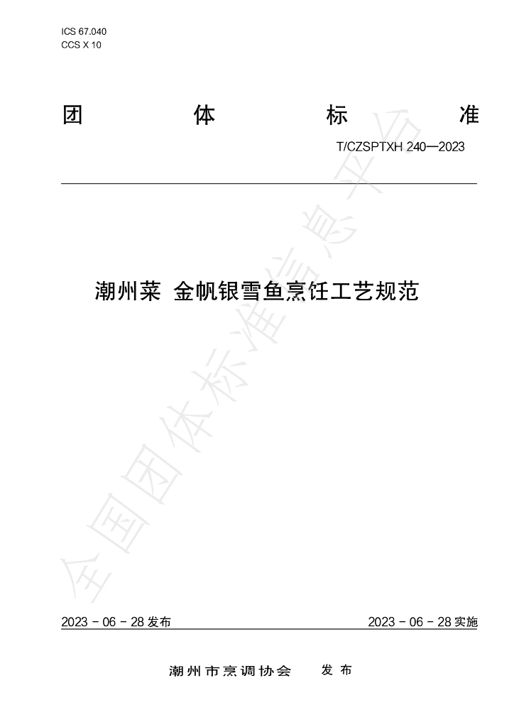T/CZSPTXH 240-2023 标准预览