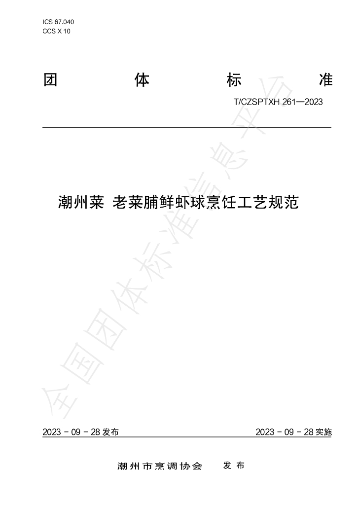 T/CZSPTXH 261-2023 标准预览