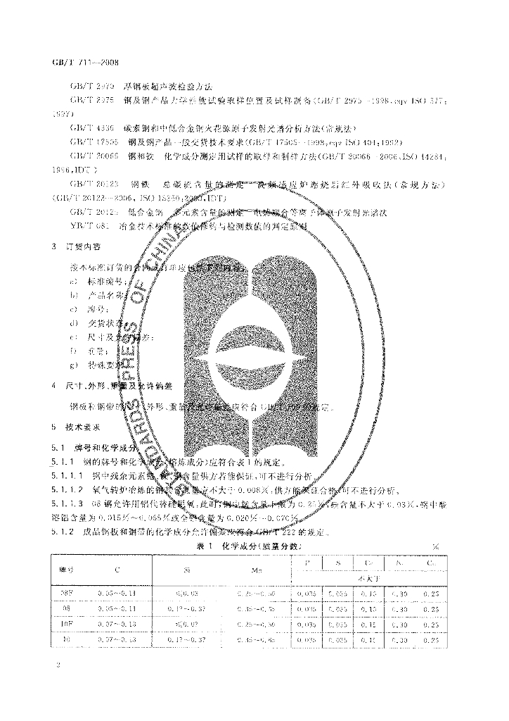 GB/T 711-2008 标准预览