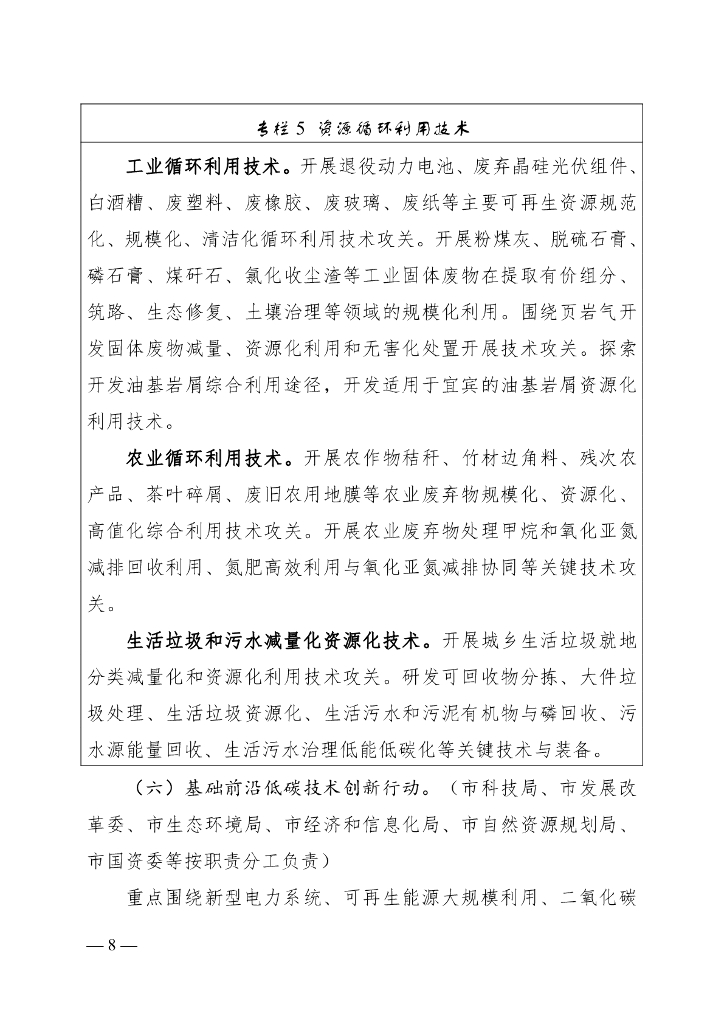 宜宾科技局：宜宾市科技支撑碳达峰碳中和行动方案（征求意见稿）_第8页