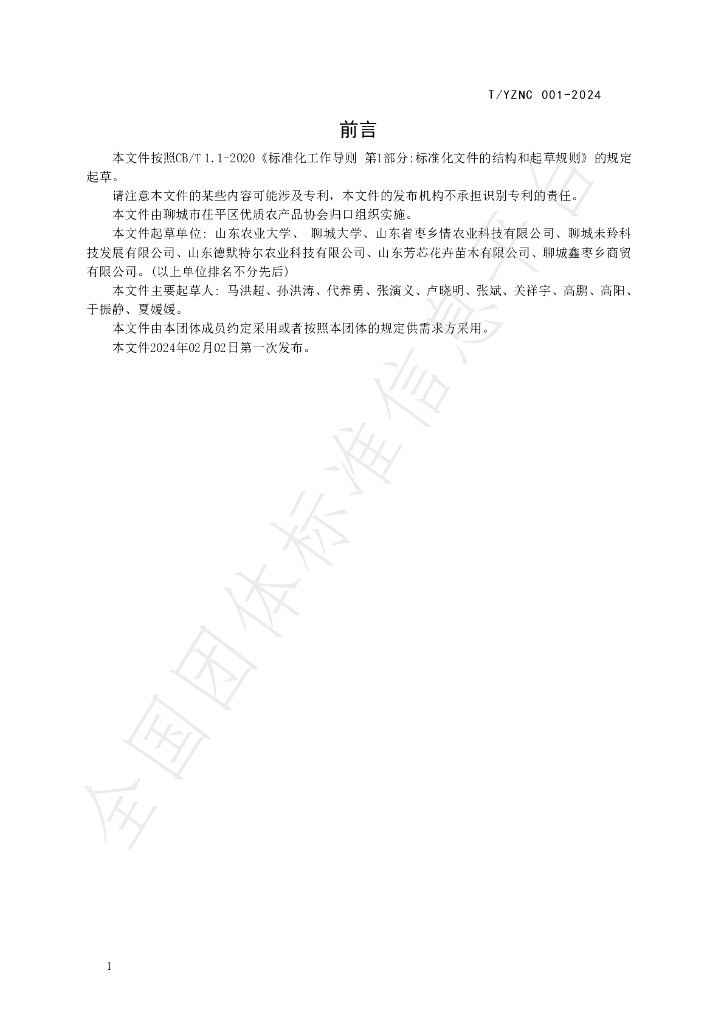 T/CYNX 001-2024 标准预览