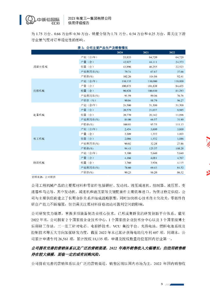 中诚信：三一集团有限公司2023年度信用评级报告_第9页