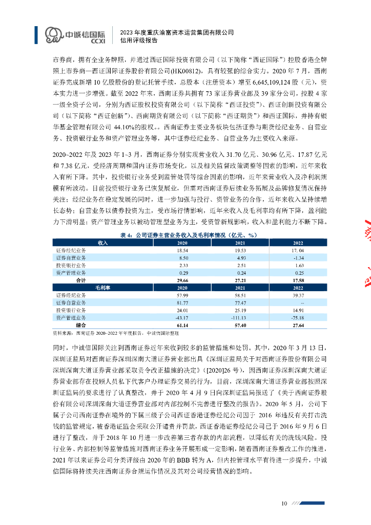 中诚信：重庆渝富资本运营集团有限公司主体信用评级报告_第10页