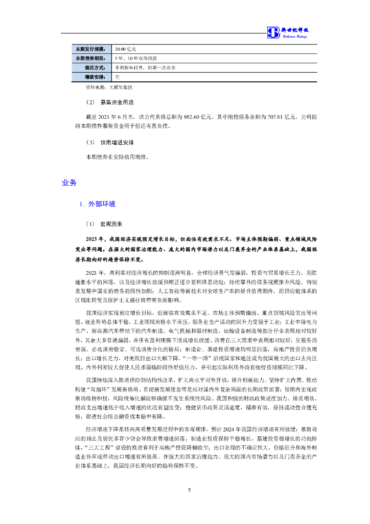 新世纪：珠海大横琴集团有限公司2024年度第四期中期票据信用评级报告_第6页