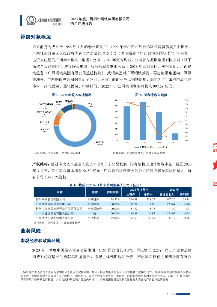 中诚信：2023年度广西柳州钢铁集团有限公司信用评级报告_第6页