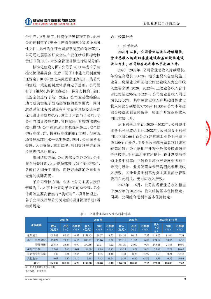 联合资信：中国建筑第七工程局有限公司主体信用评级报告及跟踪评级安排_第10页