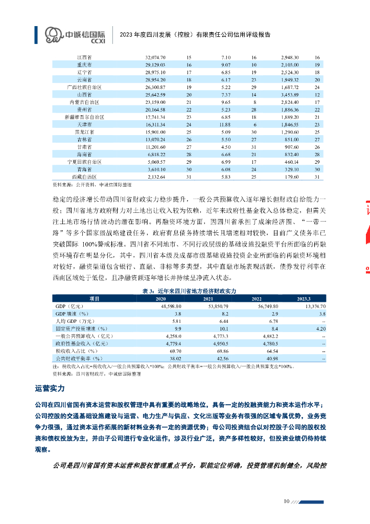 中诚信：2023年度四川发展(控股)有限责任公司信用评级报告_第10页