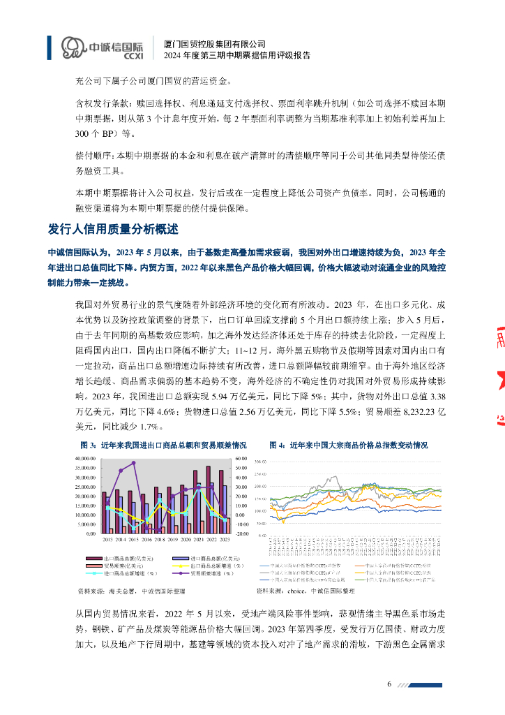 中诚信：厦门国贸控股集团有限公司2024年度第三期中期票据信用评级报告_第6页