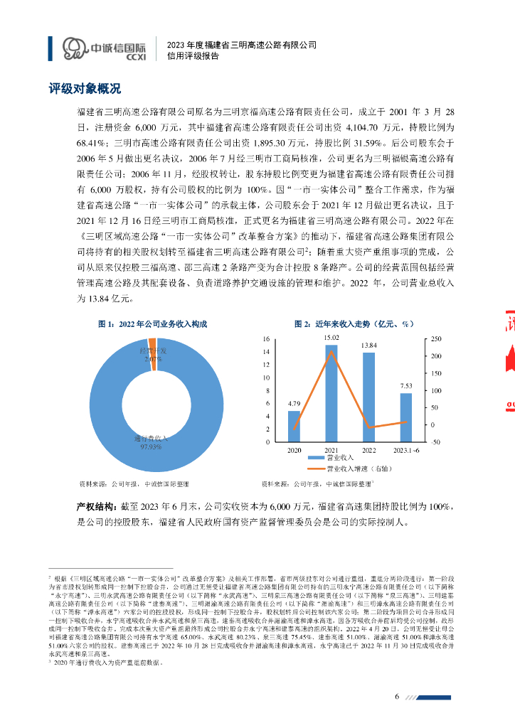中诚信：2023年度福建省三明高速公路有限公司信用评级报告_第6页
