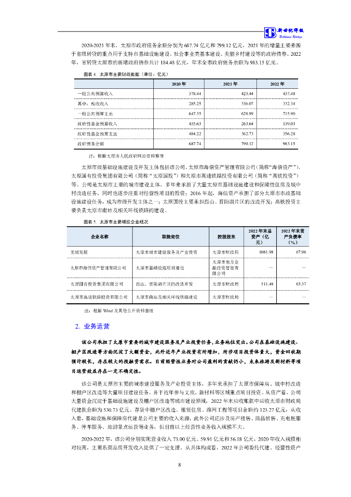新世纪：太原市龙城发展投资集团有限公司信用评级报告_第9页