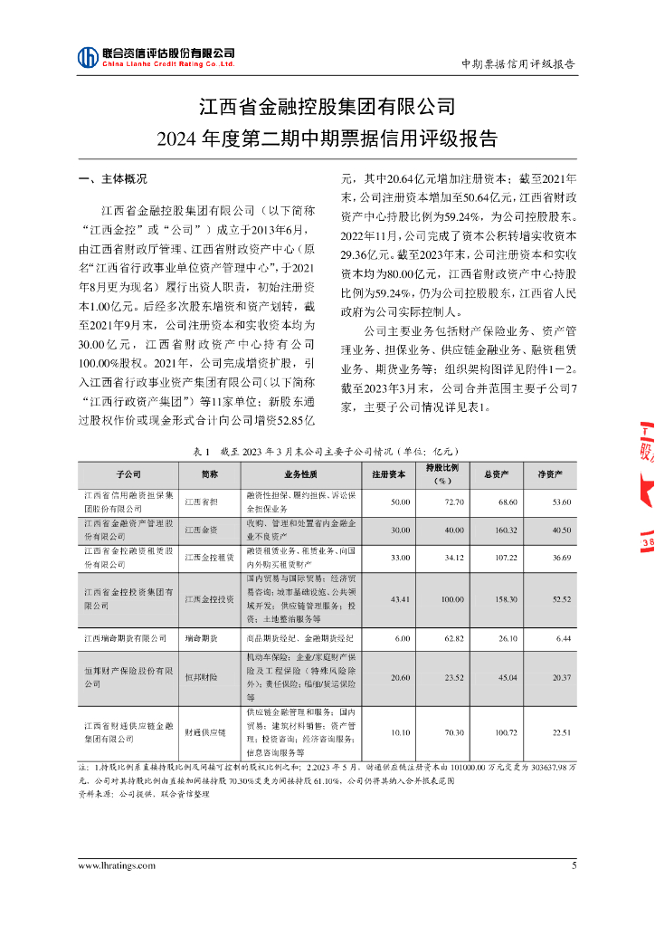 联合资信：江西省金融控股集团有限公司2024年度第二期中期票据信用评级报告及跟踪评级安排_第6页