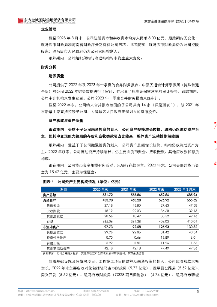 东方金诚：驻马店市城乡建设投资集团有限公司主体与相关债项2023年度跟踪评级报告_第10页