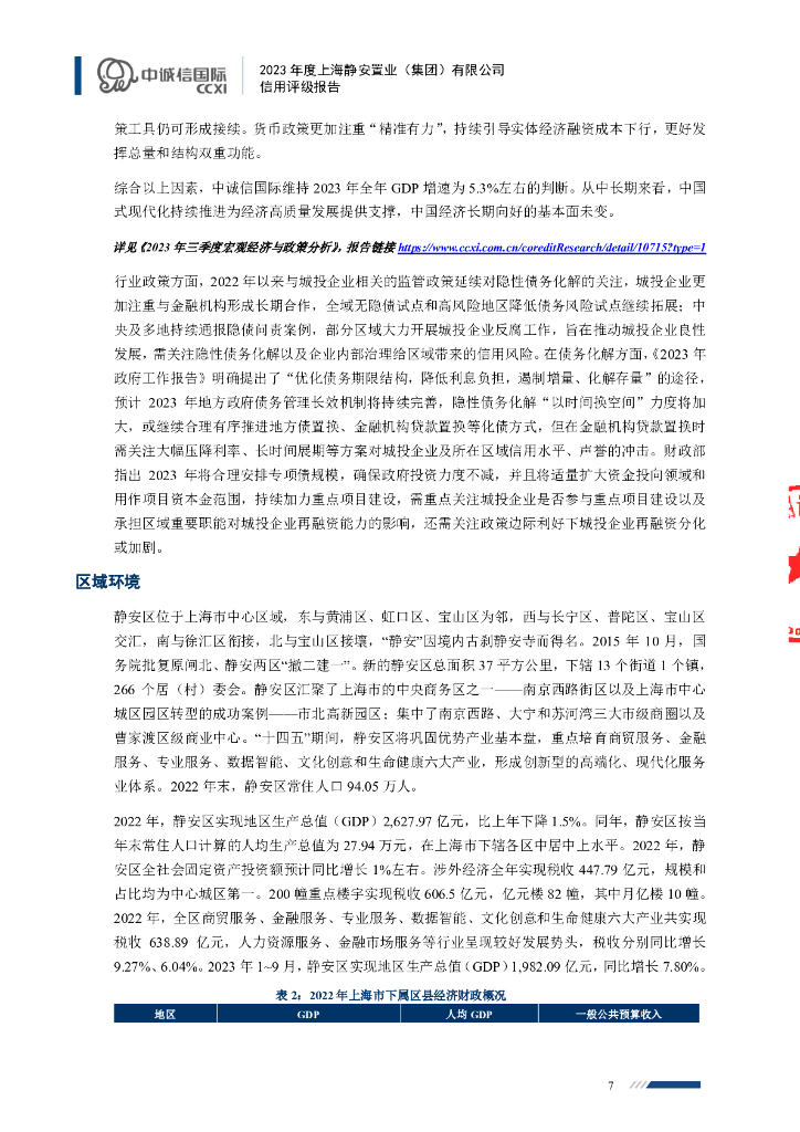 中诚信：2023年度上海静安置业(集团)有限公司信用评级报告_第7页