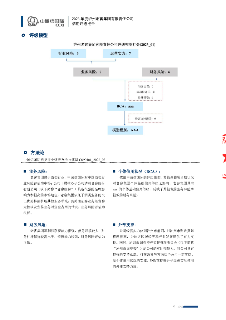 中诚信：泸州老窖集团有限责任公司2023年度信用评级报告_第6页