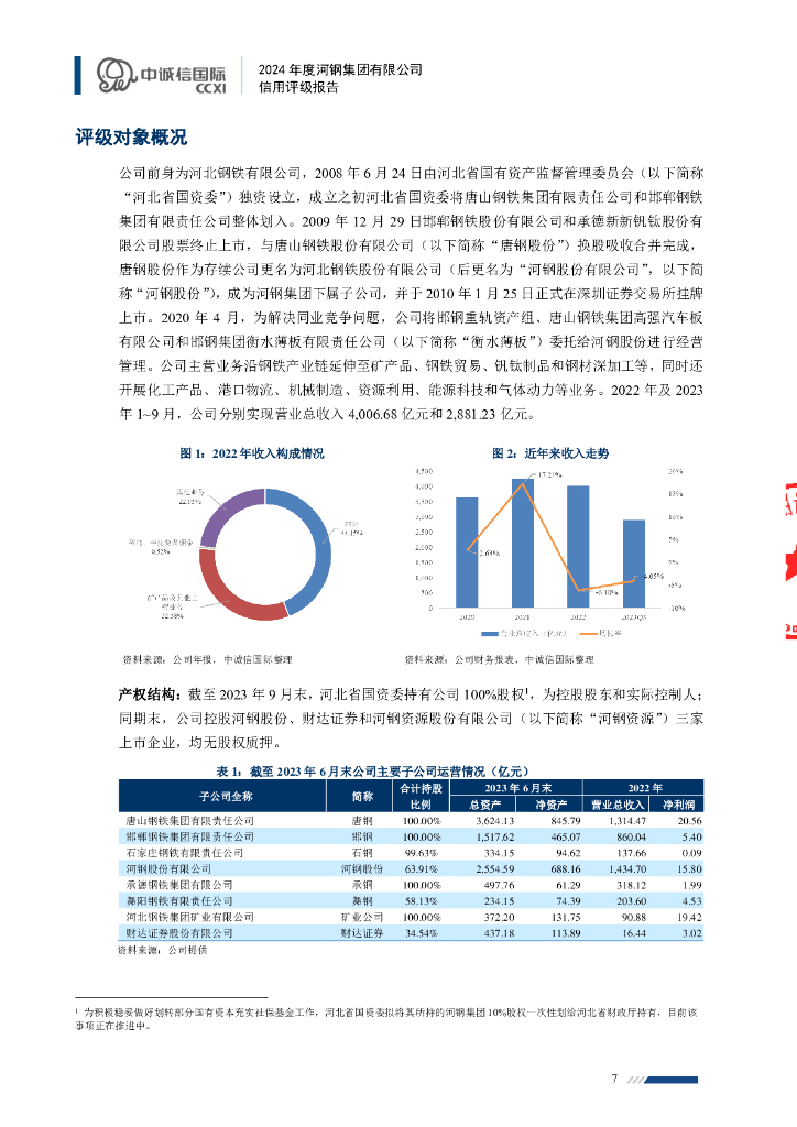中诚信：河钢集团有限公司主体信用评级报告及跟踪评级安排_第7页