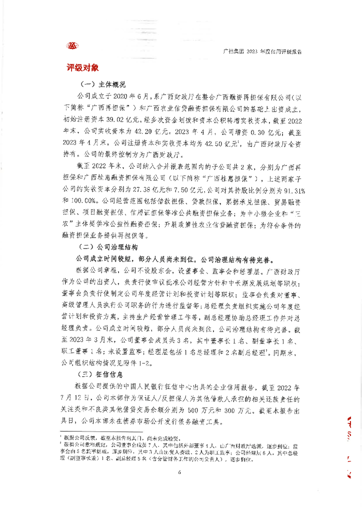 大公：广西融资担保集团有限公司2023年度信用评级报告_第6页