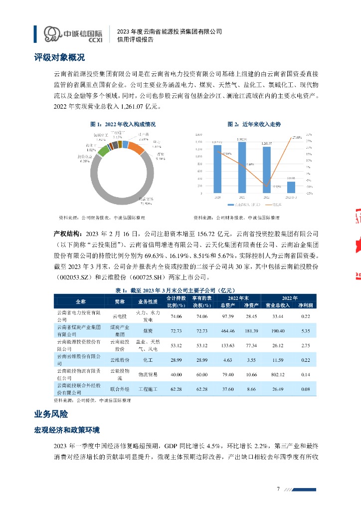 中诚信：2023年云南省能源投资集团有限公司信用评级报告_第7页