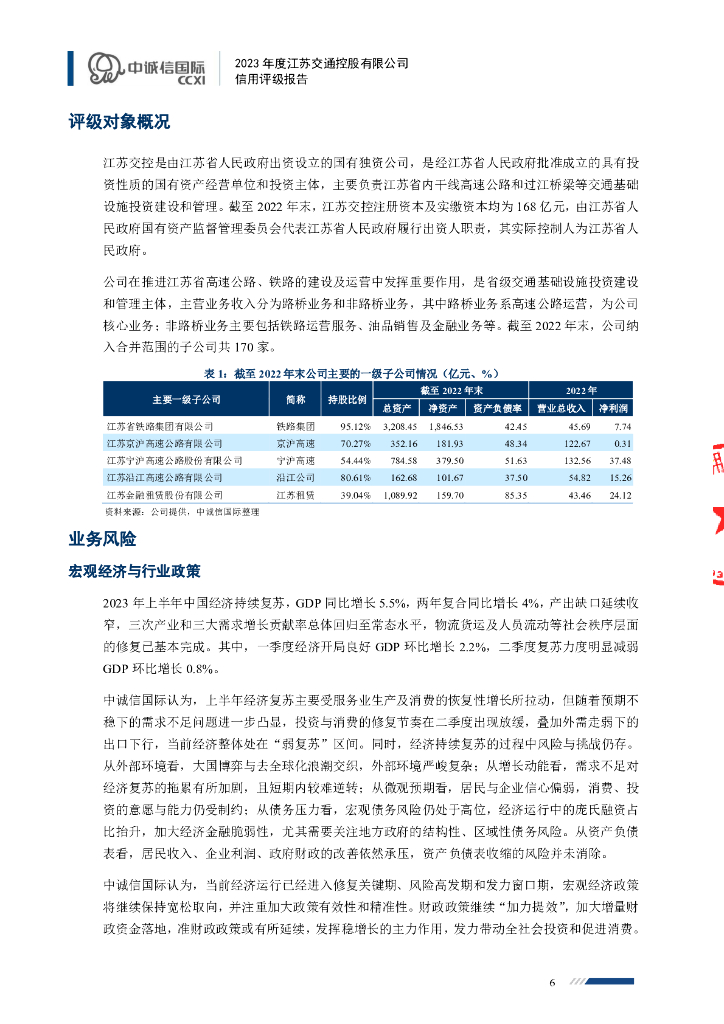 中诚信：2023年度江苏交通控股有限公司信用评级报告_第6页