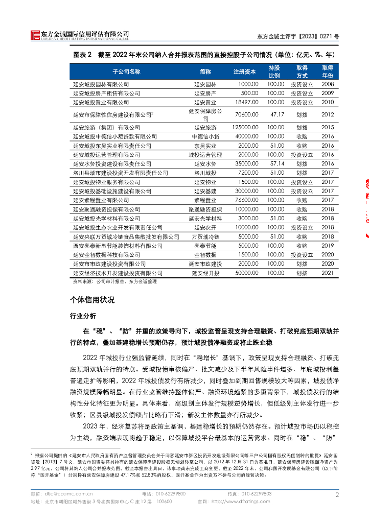 东方金诚：延安城市建设投资(集团)有限责任公司2023年主体信用评级报告_第6页