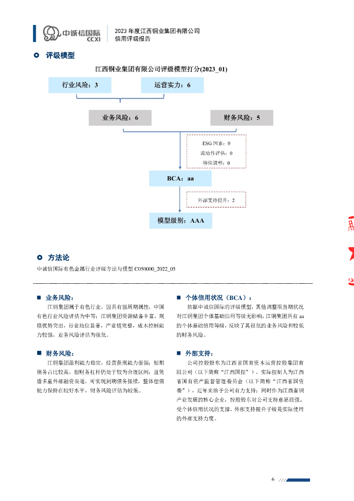 中诚信：2023年度江西铜业集团有限公司信用评级报告_第6页