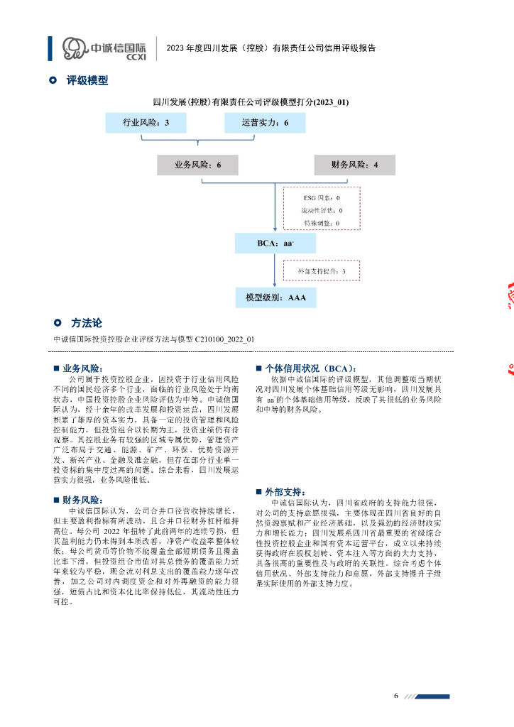 中诚信：2023年度四川发展(控股)有限责任公司信用评级报告_第6页