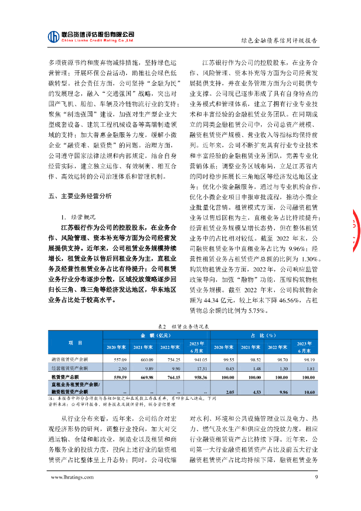 联合资信：苏银金融租赁股份有限公司2024年绿色金融债券(第一期)(债券通)信用评级报告_第10页