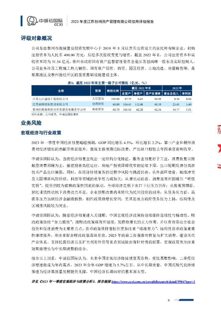 中诚信：江苏创鸿资产管理有限公司主体信用评级报告_第6页