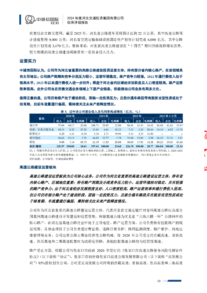 中诚信：河北交通投资集团有限公司主体信用评级报告及跟踪评级安排_第10页