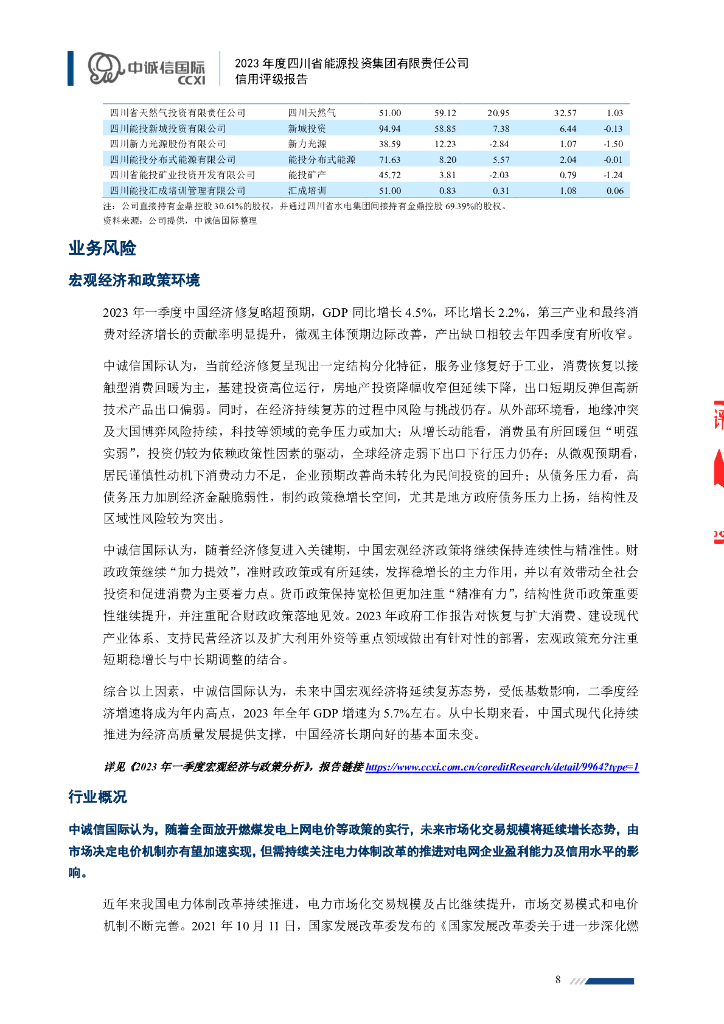 中诚信：四川省能源投资集团有限责任公司2023年度信用评级报告_第8页