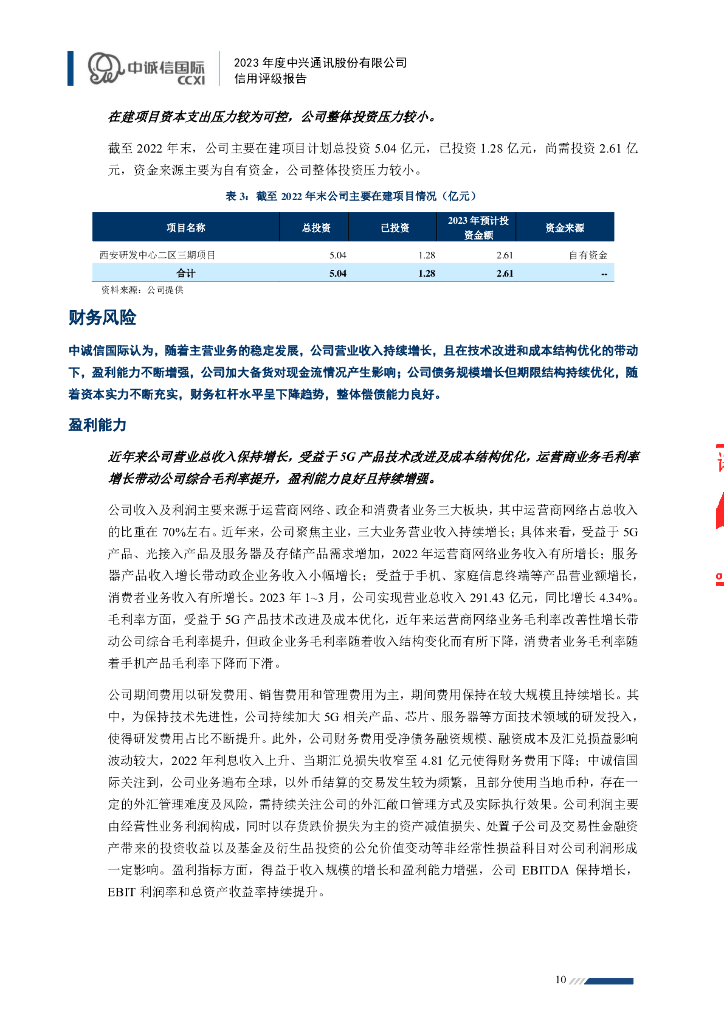 中诚信：中兴通讯股份有限公司2023年度信用评级报告_第10页