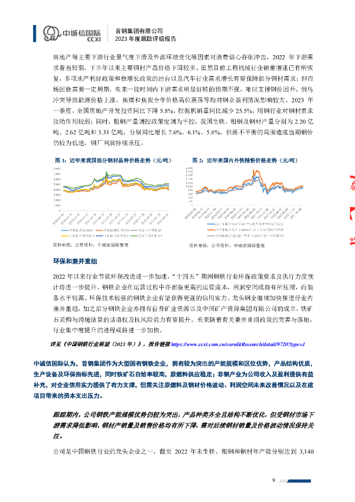 中诚信：首钢集团有限公司主体信用评级报告及跟踪评级安排_第9页