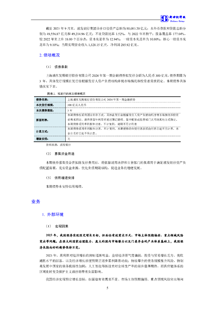 新世纪：上海浦东发展银行股份有限公司2024年第一期金融债券信用评级报告及跟踪评级安排说明_第6页