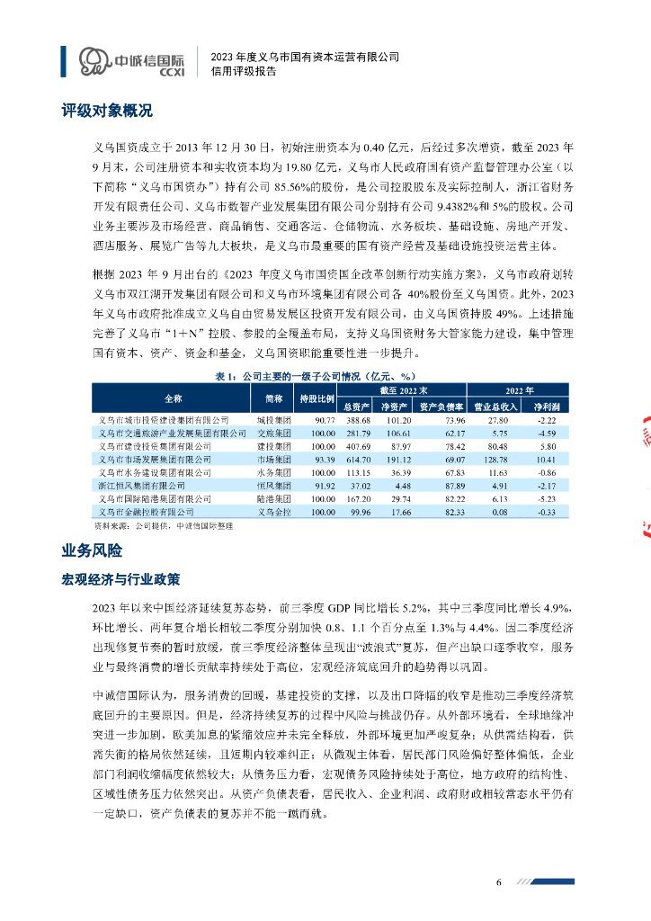 中诚信：义乌市国有资本运营有限公司信用评级报告_第6页