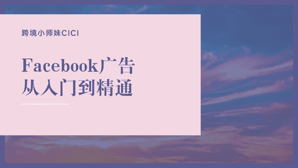 跨境小师妹：Facebook广告 从<em>入门</em>到精通 海报
