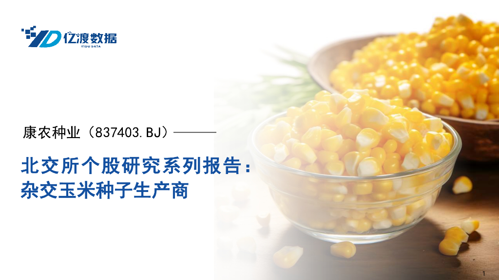 亿渡数据：康农种业（837403.BJ）——北交所个股研究系列报告：杂交玉米种子生产商海报