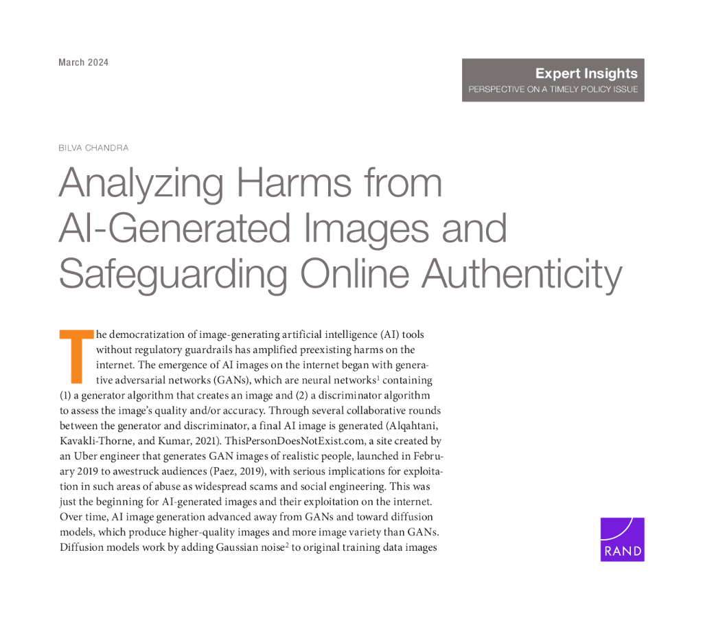 Rand兰德：2024<em>人工智能</em>图像危害分析与网络真实性维护报告（英文版） 海报