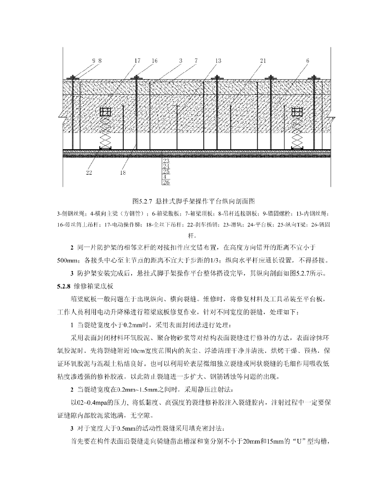 吊挂式操作平台现役桥梁维修加固施工工法_第6页