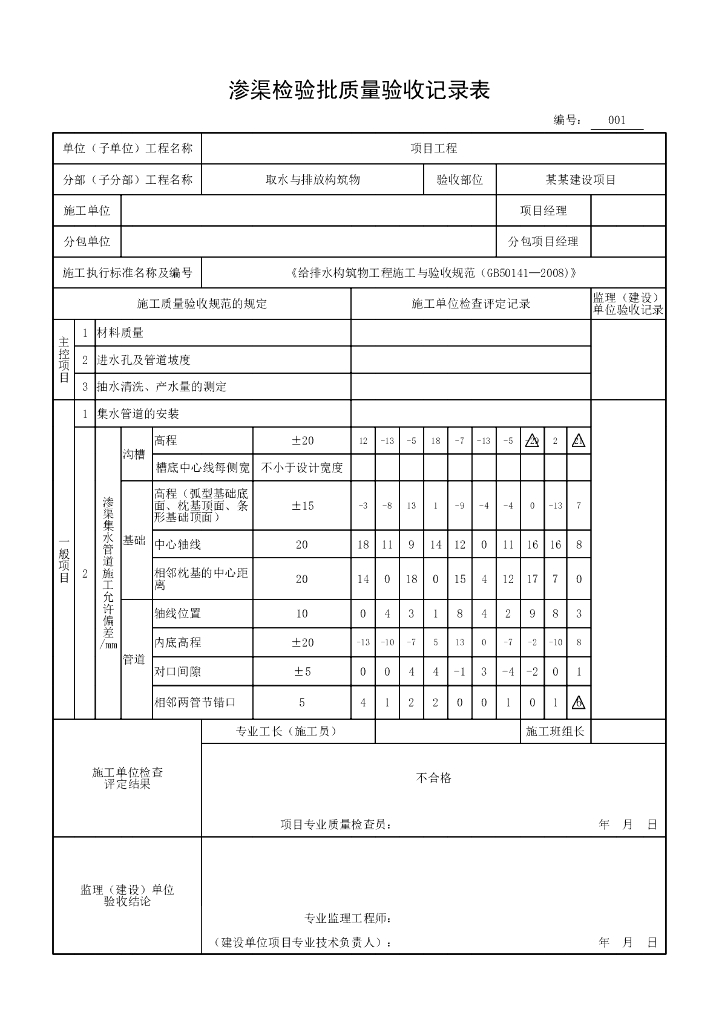 安徽取水与排放构筑物验收记录表格38P_第6页