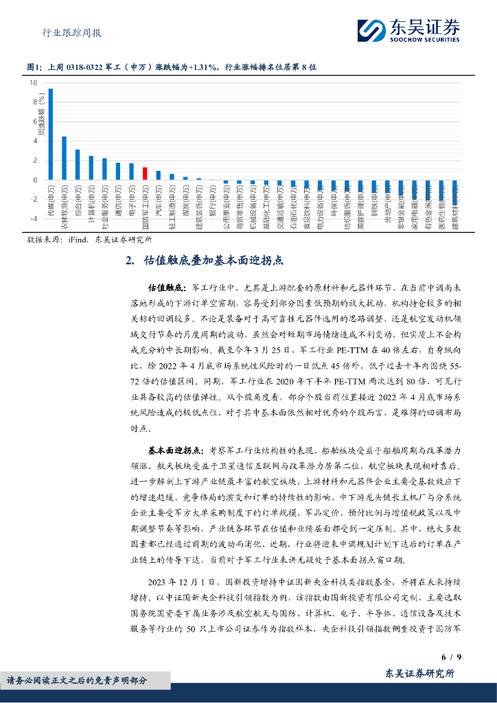 东吴证券：国防军工行业跟踪周报：军工行业节后连续反弹，战略新兴新质生产力强势表现_第6页