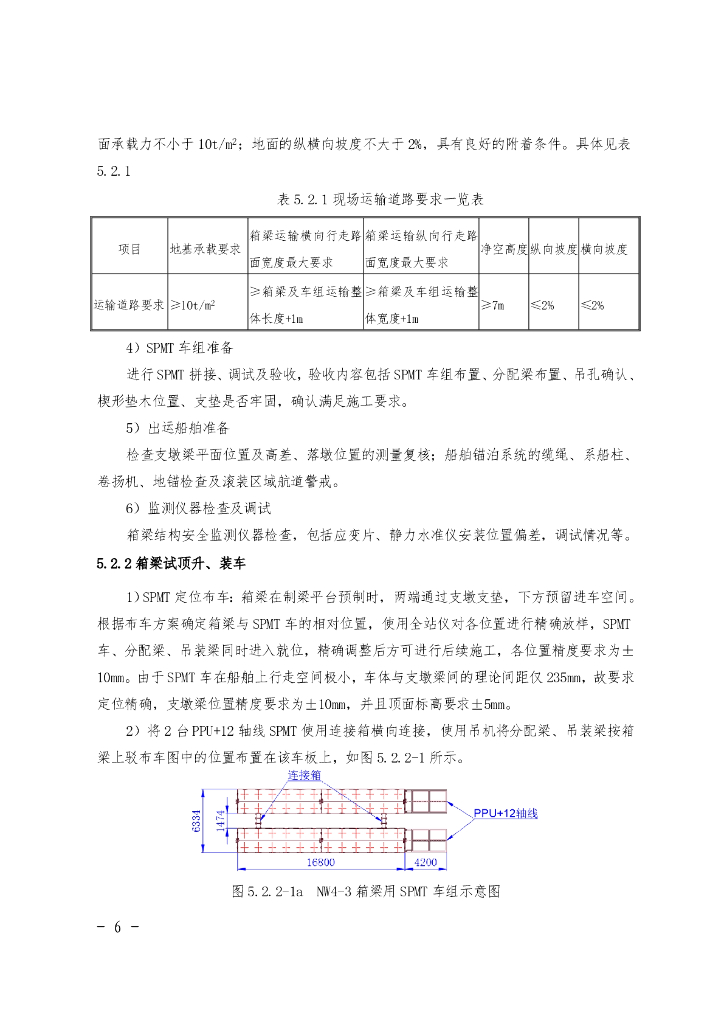 混凝土箱梁SPMT运输和滚装上驳施工工法_第6页