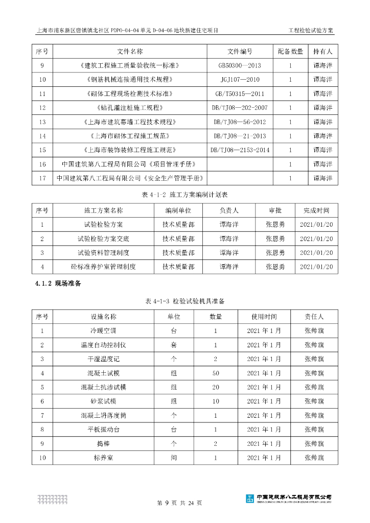 [上海]新建住宅项目工程检验试验方案_第10页