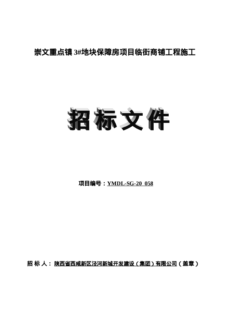 崇文重点镇保障房项目临街商铺工程招标文件