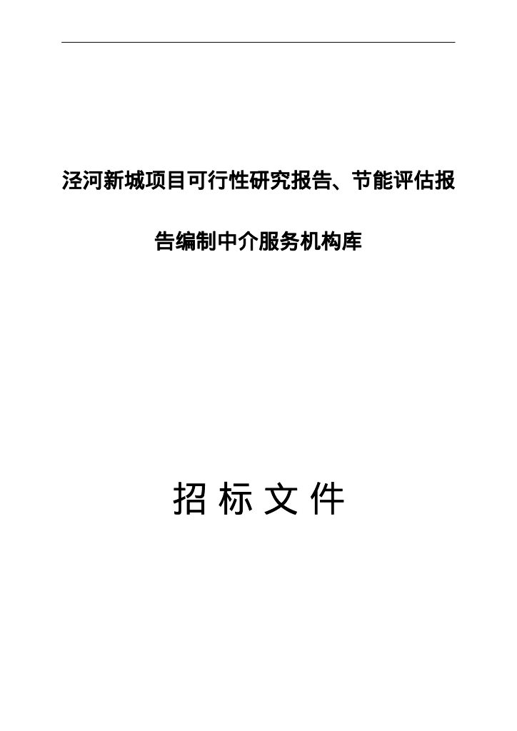 泾河新城项目可行性研究报告招标文件