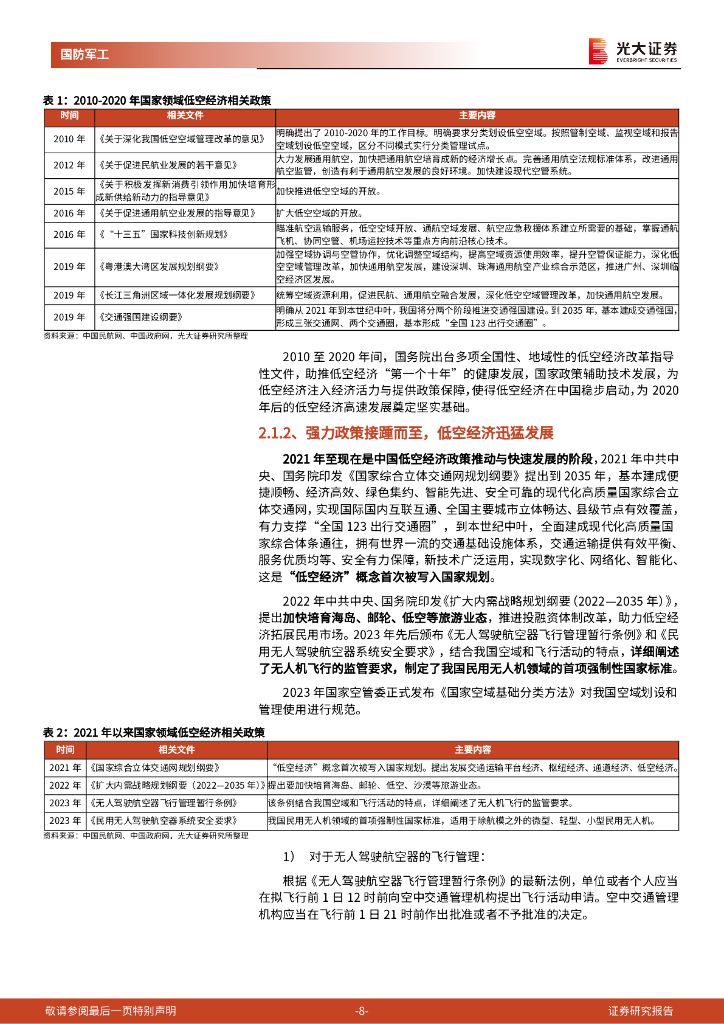 光大证券：国防军工行业低空经济专题系列报告一：新质生产力汇集，共创低空新经济形态_第8页